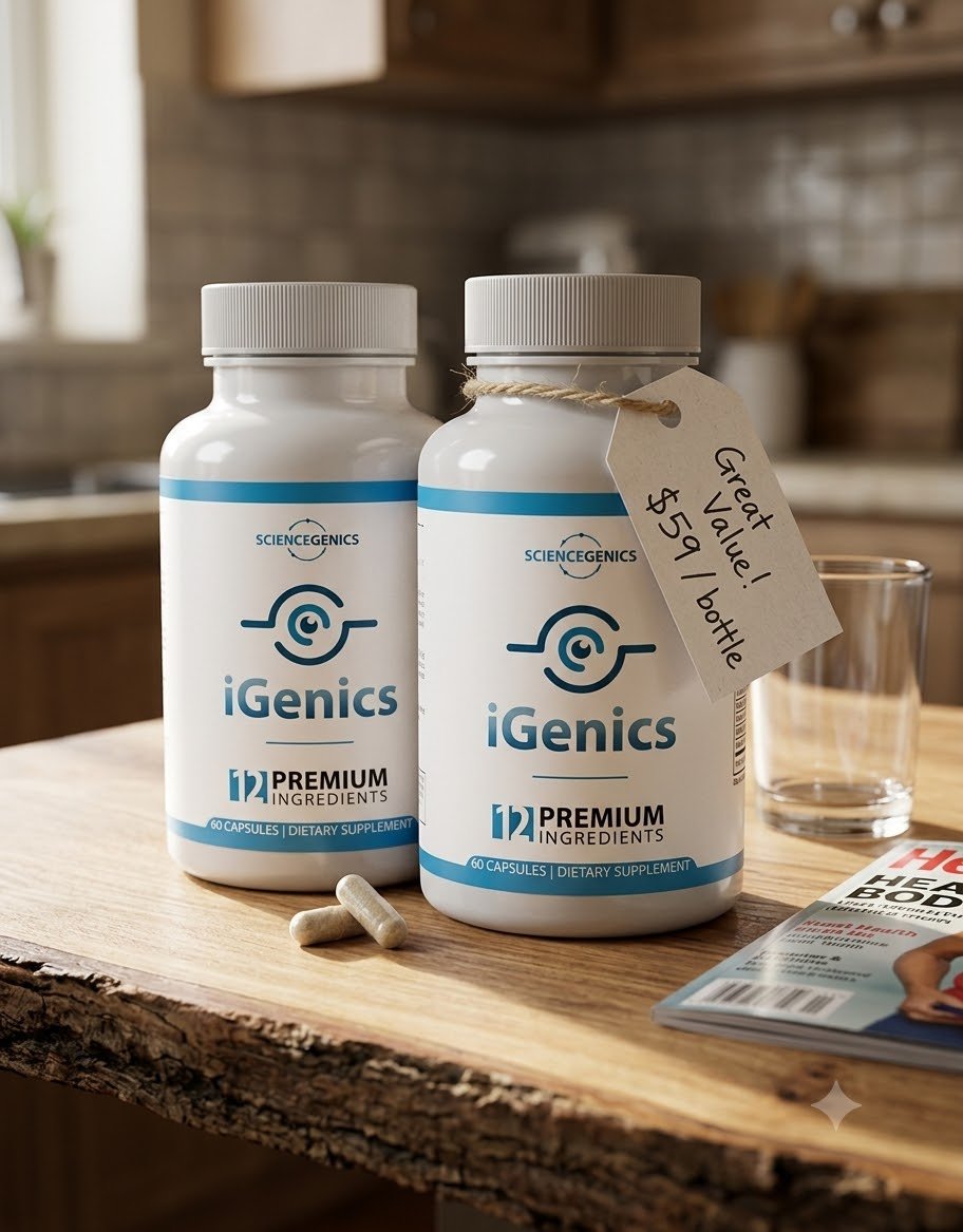 iGenics bottles on a kitchen counter